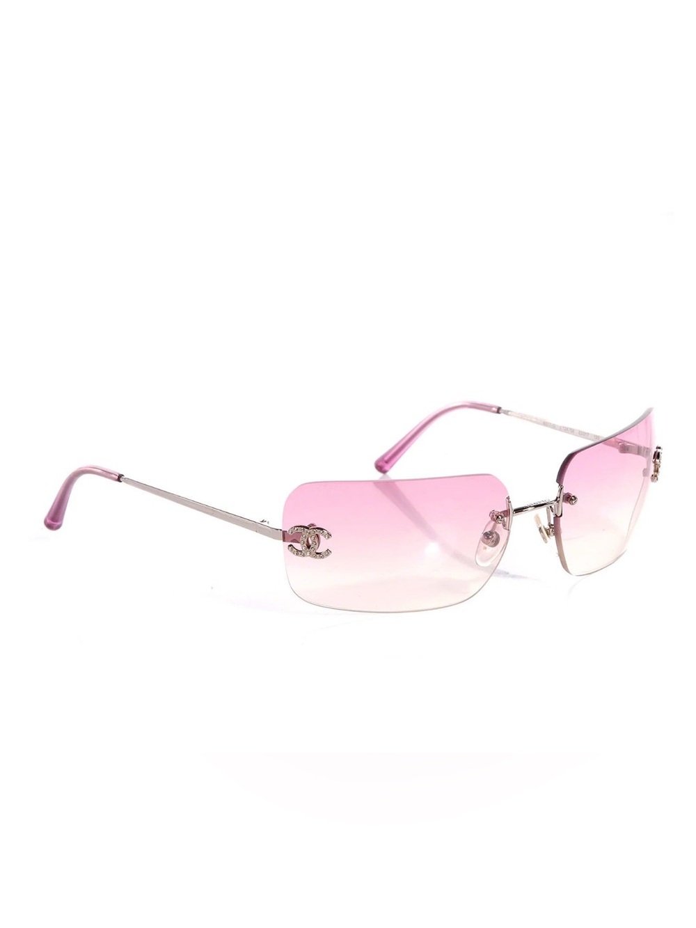 CHANEL 4017-D SWAROVSKI CC LOGO PINK SUNGLASSES / Vintage Early 2000/Full Set